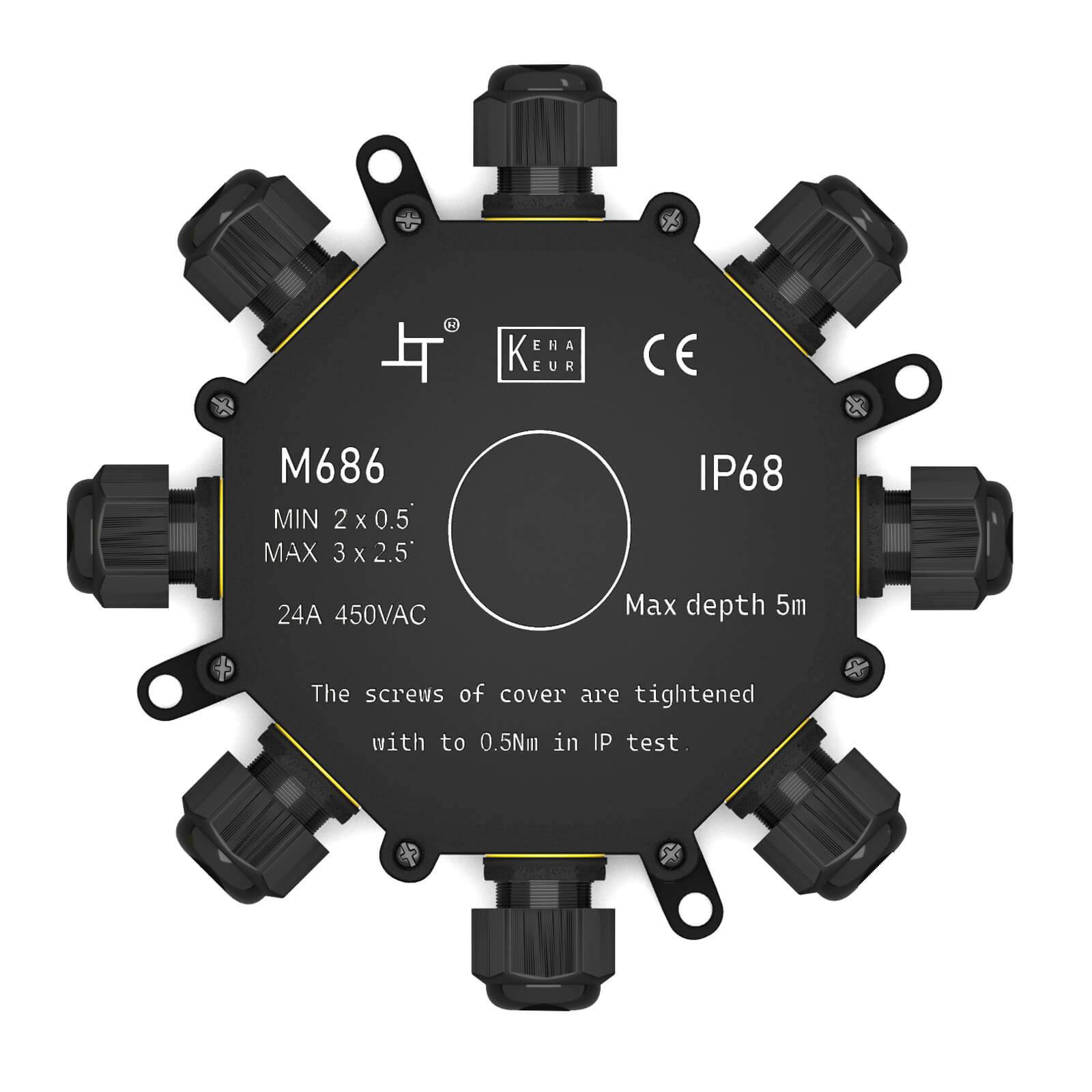 hb-digital Abzweigdose wasserdicht IP68 8 Wege Installationsdose