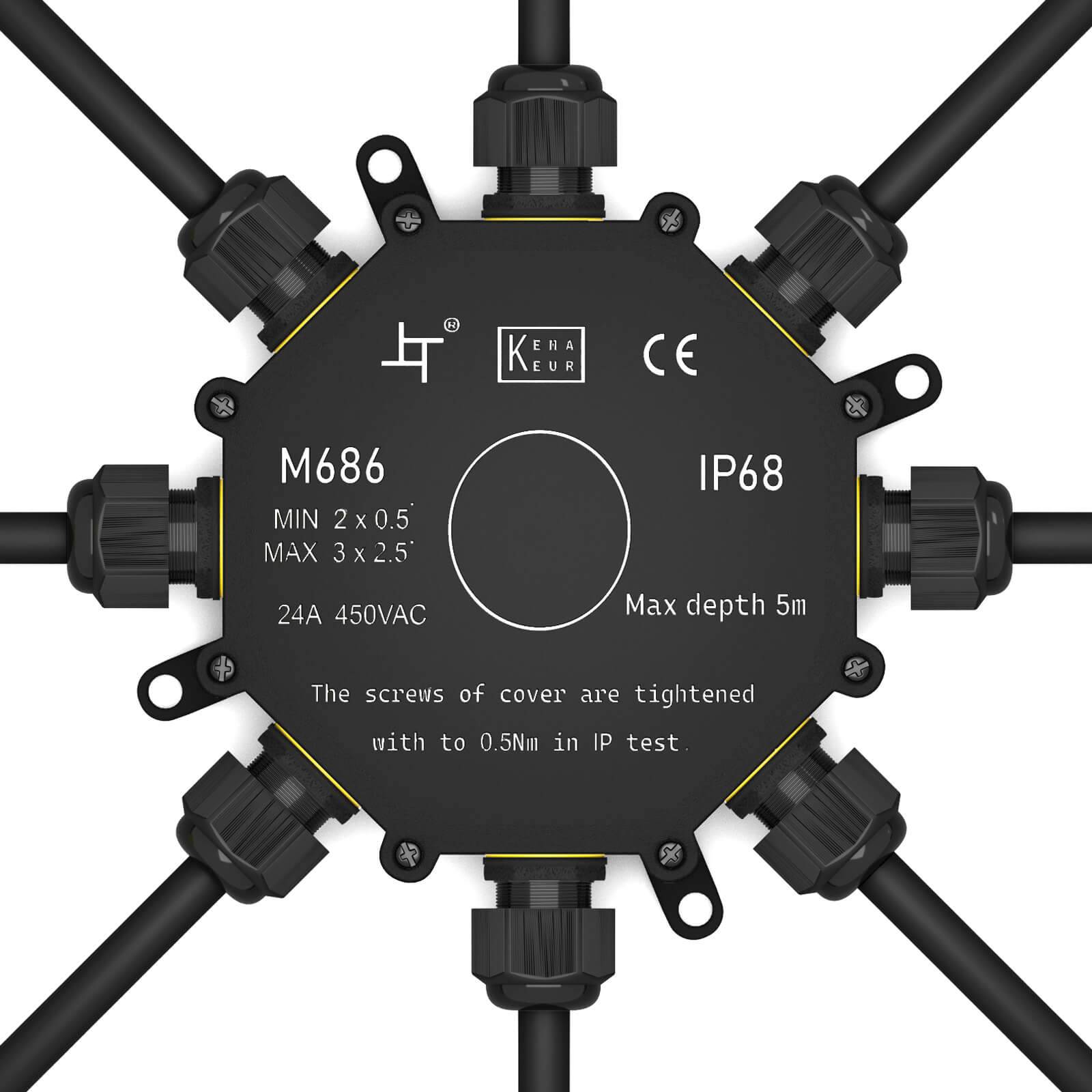 hb-digital Abzweigdose wasserdicht IP68 8 Wege Installationsdose
