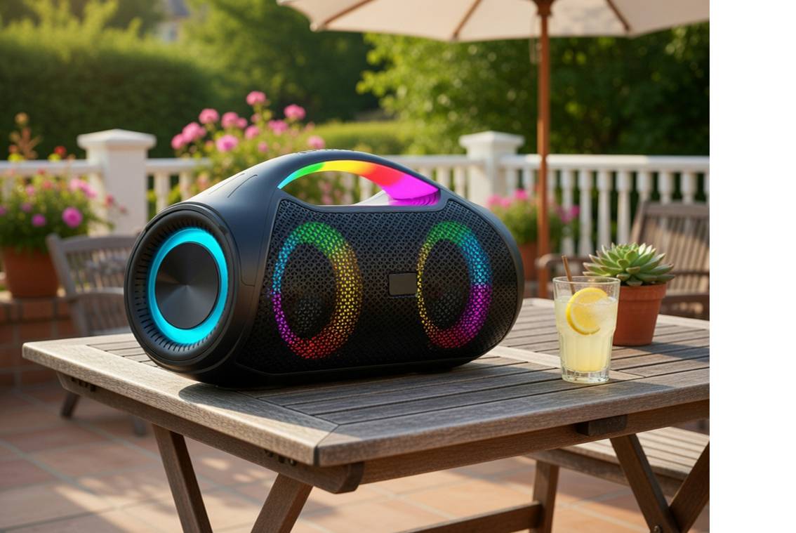 JTC-24 LED Bluetooth BoomBox30, 30W Stereo, USB, AUX, microSD, RGB LED Beleuchtung