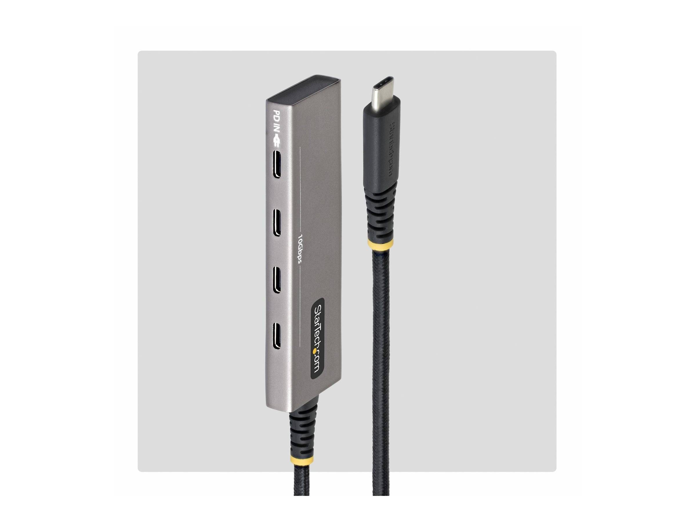 StarTech.com 4-Port USB-C Hub, 10Gbps, 100W Power Delivery, 4x USB-C Ports, Überstromschutz, PCR-Aluminium, für MacBook, Dell, ThinkPad, HP, iPad un