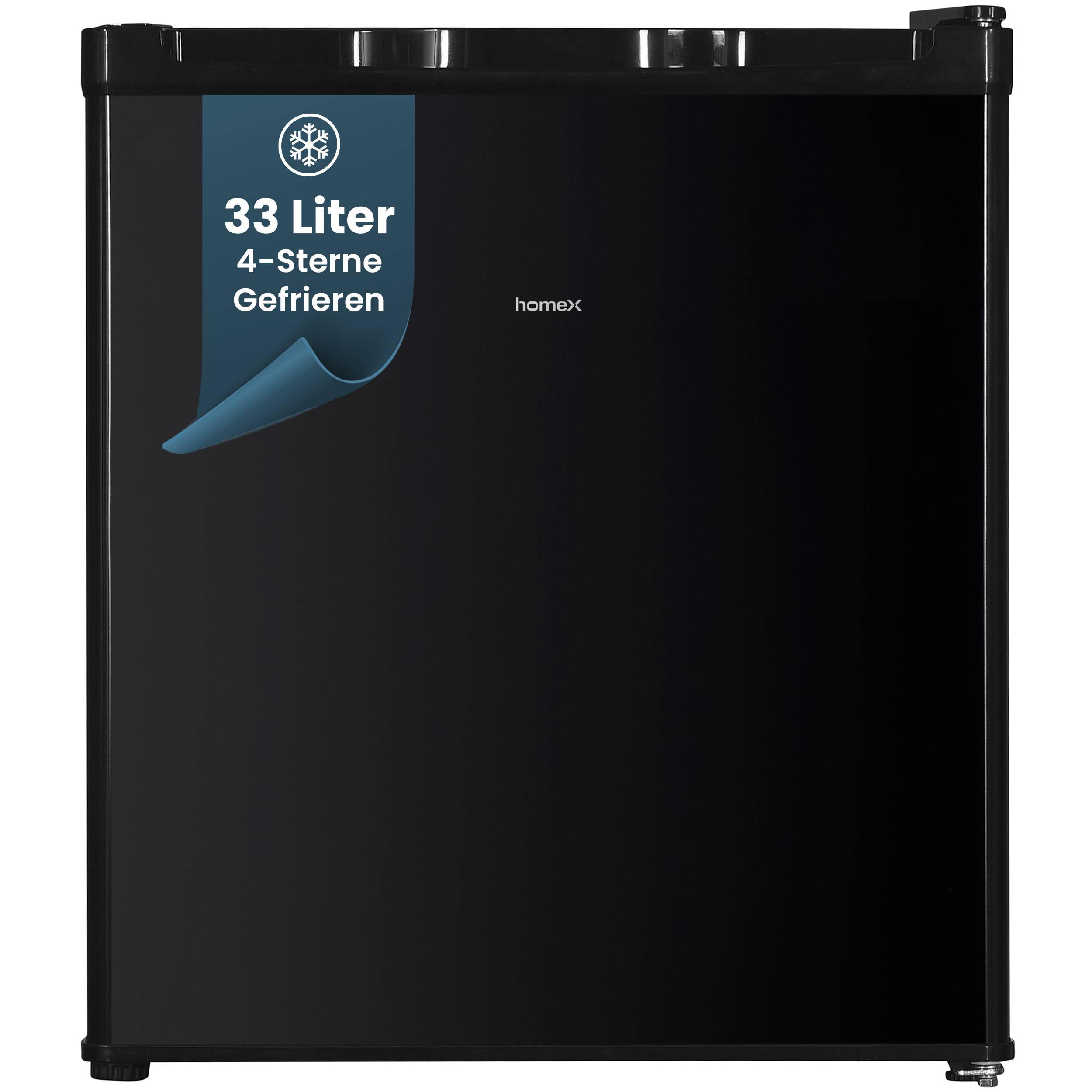 homeX FM1015-B Mini Gefrierschrank, Gefriertruhe klein - 33L Nutzinhalt, 4-Sterne Gefrierbox, Freezer, Tiefkühlschrank
