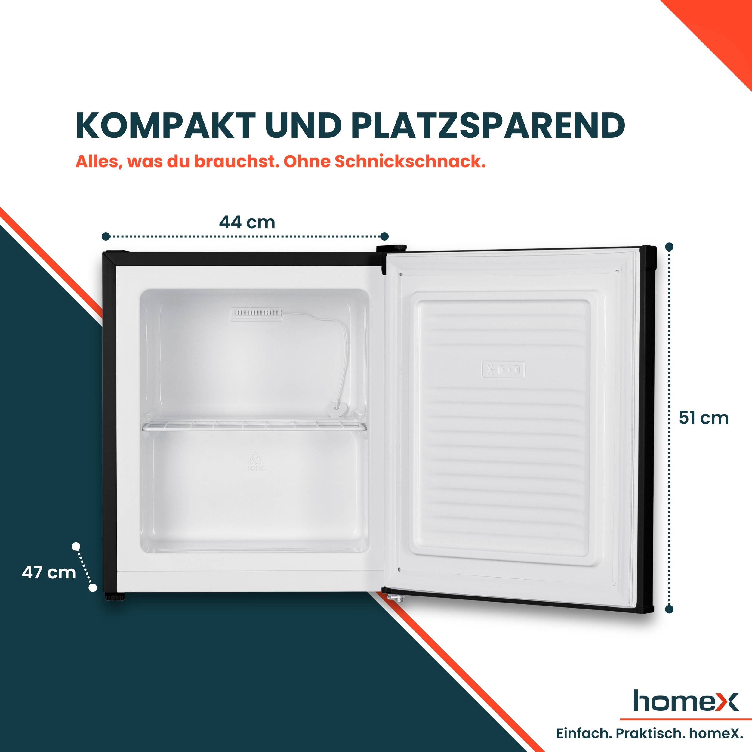 homeX FM1015-B Mini Gefrierschrank, Gefriertruhe klein - 33L Nutzinhalt, 4-Sterne Gefrierbox, Freezer, Tiefkühlschrank