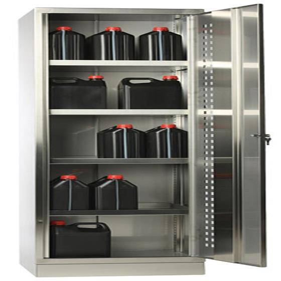 Umweltschrank aus Edelstahl, 1950x500x600mm, 4 Wannenböden, Material 4301