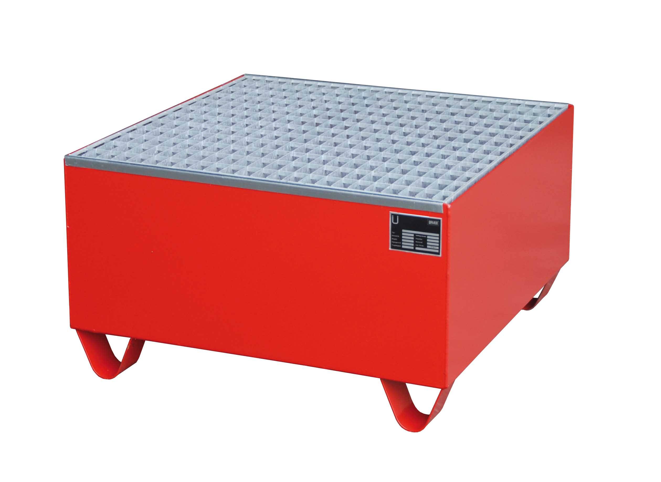 Auffangwanne aus Stahl mit verz. Gitterrost, Typ 2002, 800x800x465mm, Volumen 203 l, Grün