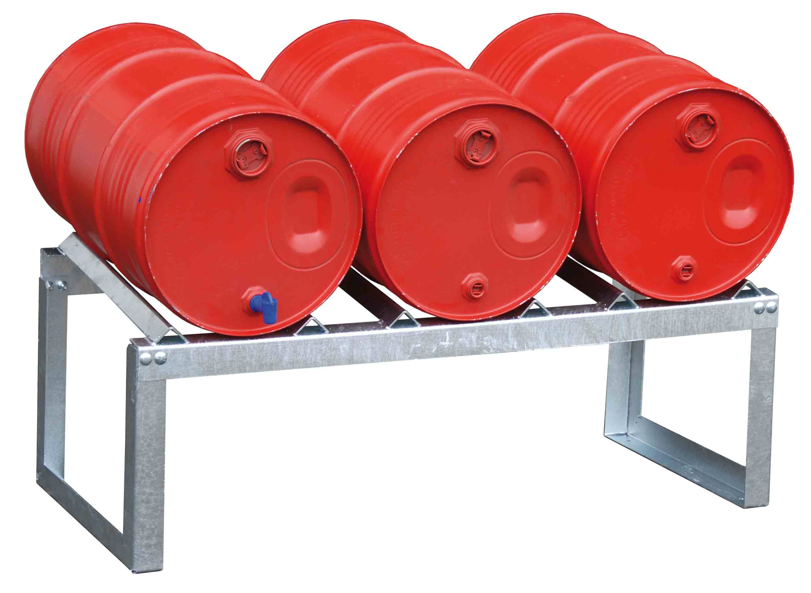 Zubehör für Auffangwannen, Fassauflage für 3 x 60-l-Fass Typ FA 60-3, 1155x545x455mm, Verzinkt