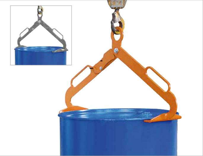 Fasszange Typ LGZ, LGZ60, 555x150x325mm, Aufnahme von stehenden Fässern, Tragkraft 150kg, Verzinkt