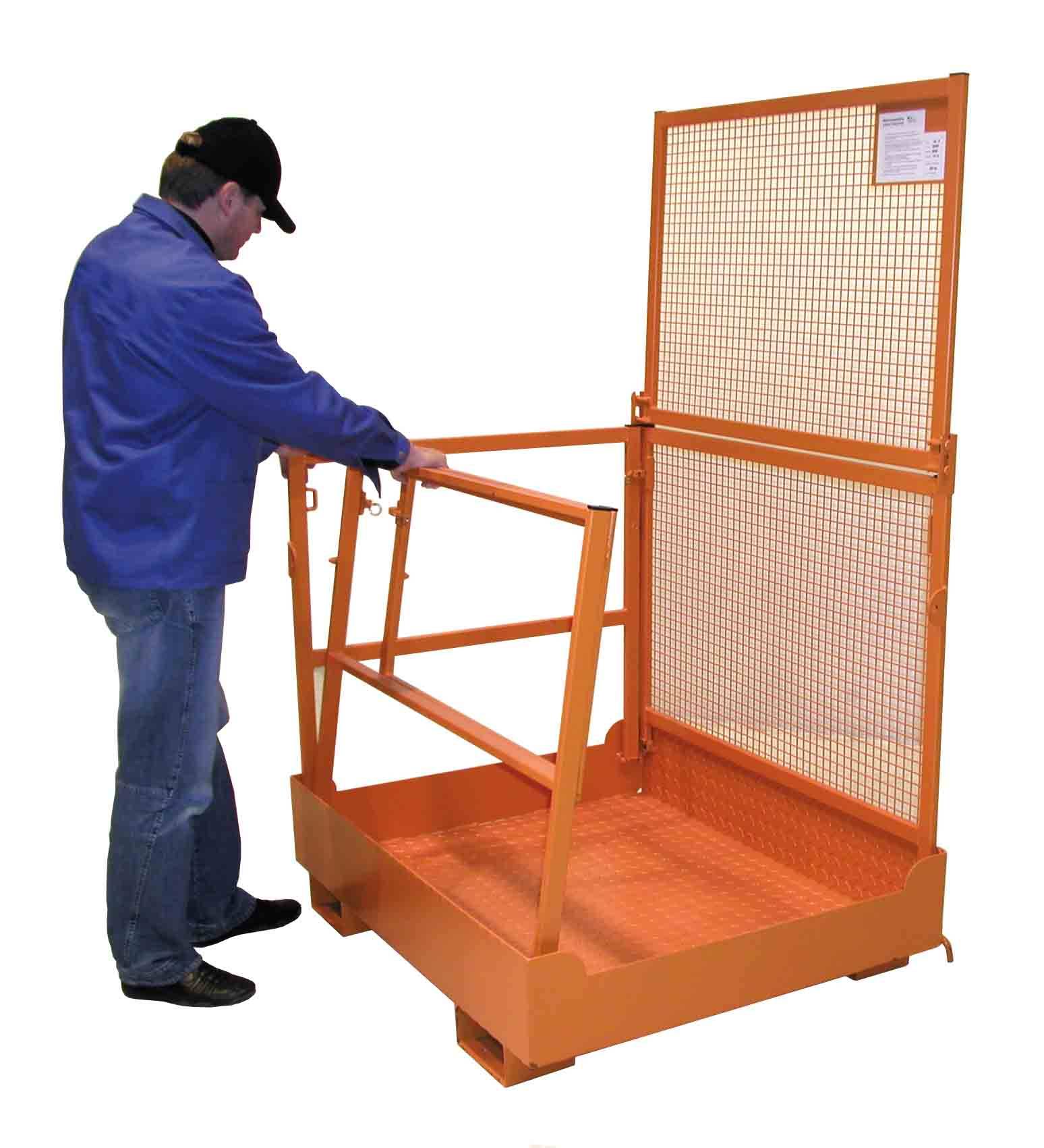 Arbeitsbühne für Gabelstapler Typ MB-F, faltbar, 1090x1200x1890mm, zul. GG 300kg, Orange