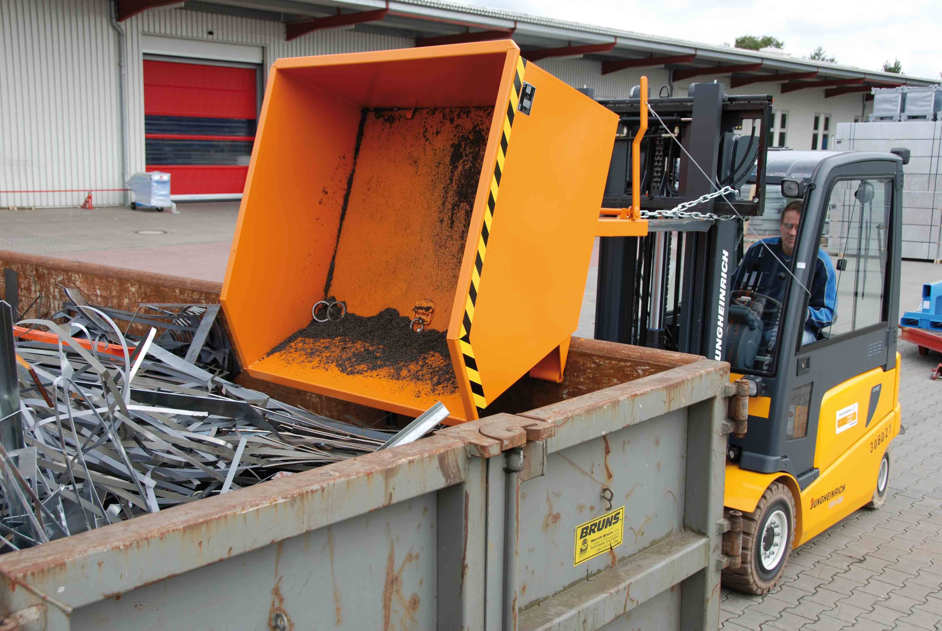 Kippbehälter Spänebehälter Typ SGU150, Inhalt 1,50m³, 1640x1280x1090mm,Tragl. 1500kg, Grau