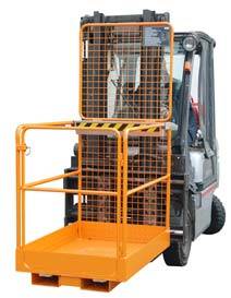 Arbeitsbühne für Gabelstapler Typ SIKO-L, 1290x800x1890mm, zul. GG 300kg, Orange