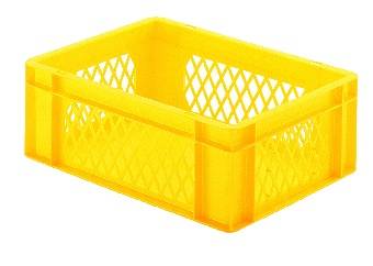 EURO Stapelkasten aus PP, TK400x300x145, Boden geschlossen, Wände durchbrochen, Farbe Gelb