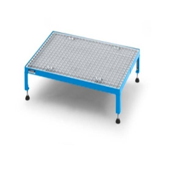 Arbeitsplattform mit Gitterrostplatte, höhenverstellbar 165-230mm, L910xB610mm, blau