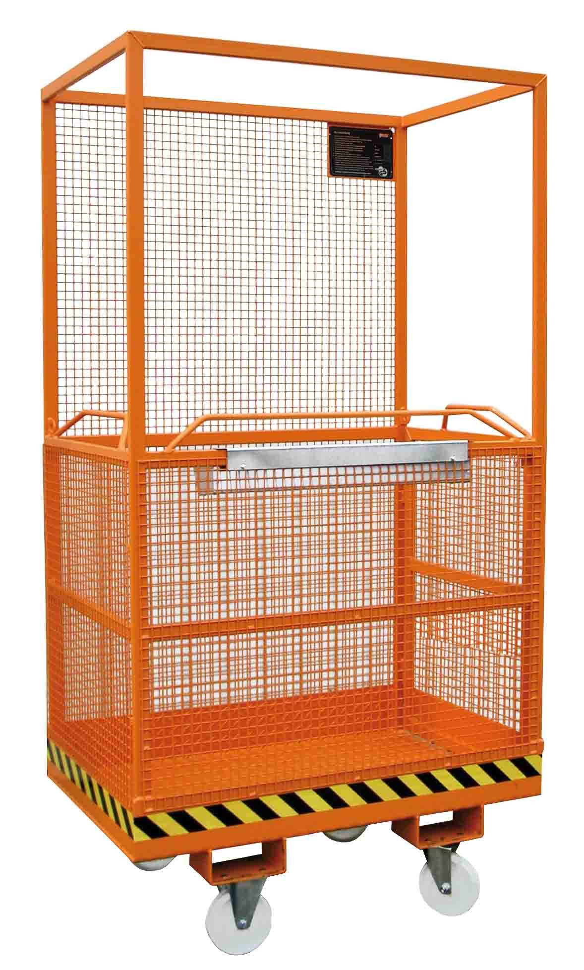 Arbeitsbühne für Gabelstapler Typ MB-A, 1115x1200x2090mm, zul. GG 300kg, Orange