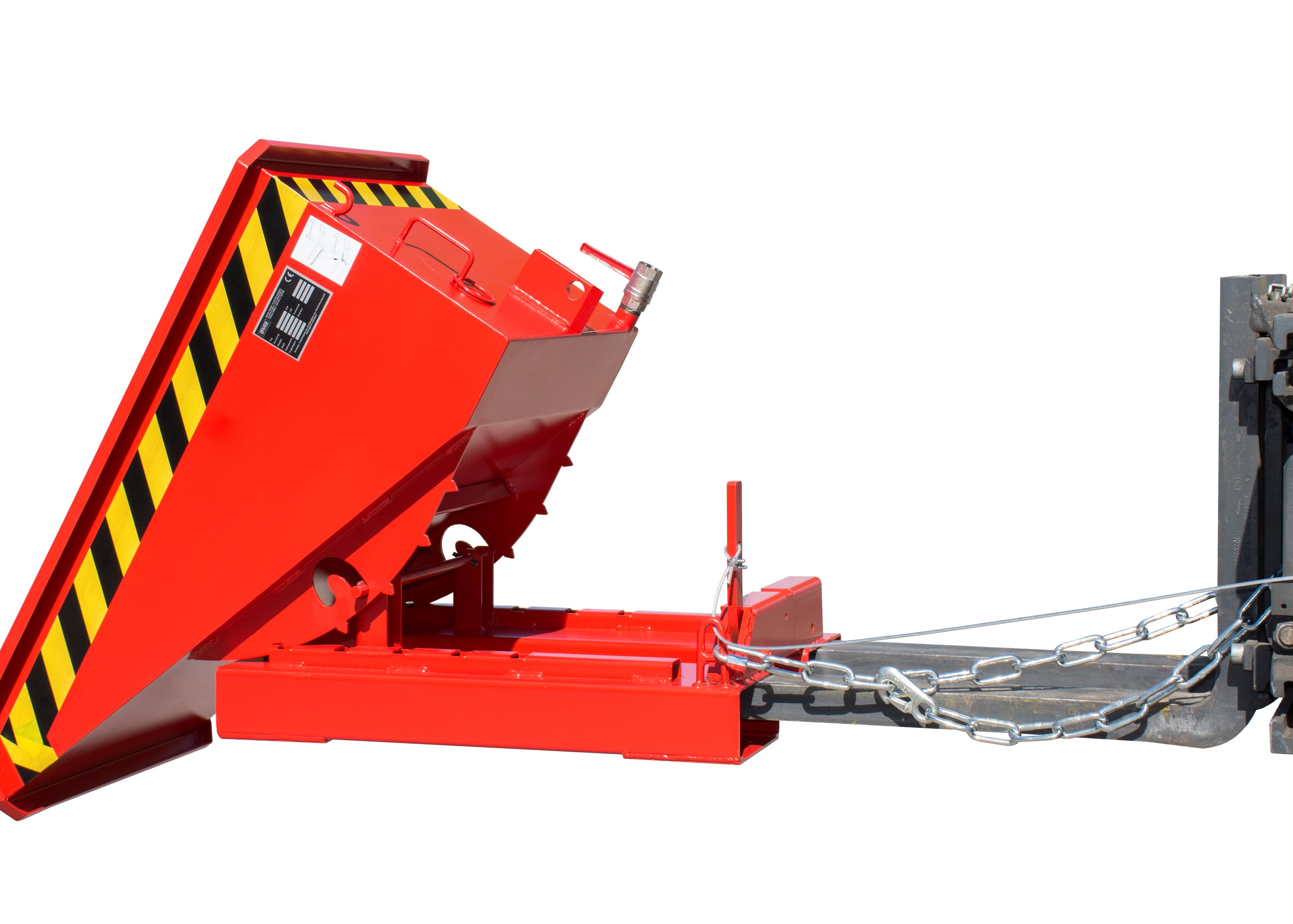 Späne-Kippbehälter, Typ EXPO-E300, Abrollmechanismus, LxBxH 1260x770x835 mm, Tragf. 750kg, Orange