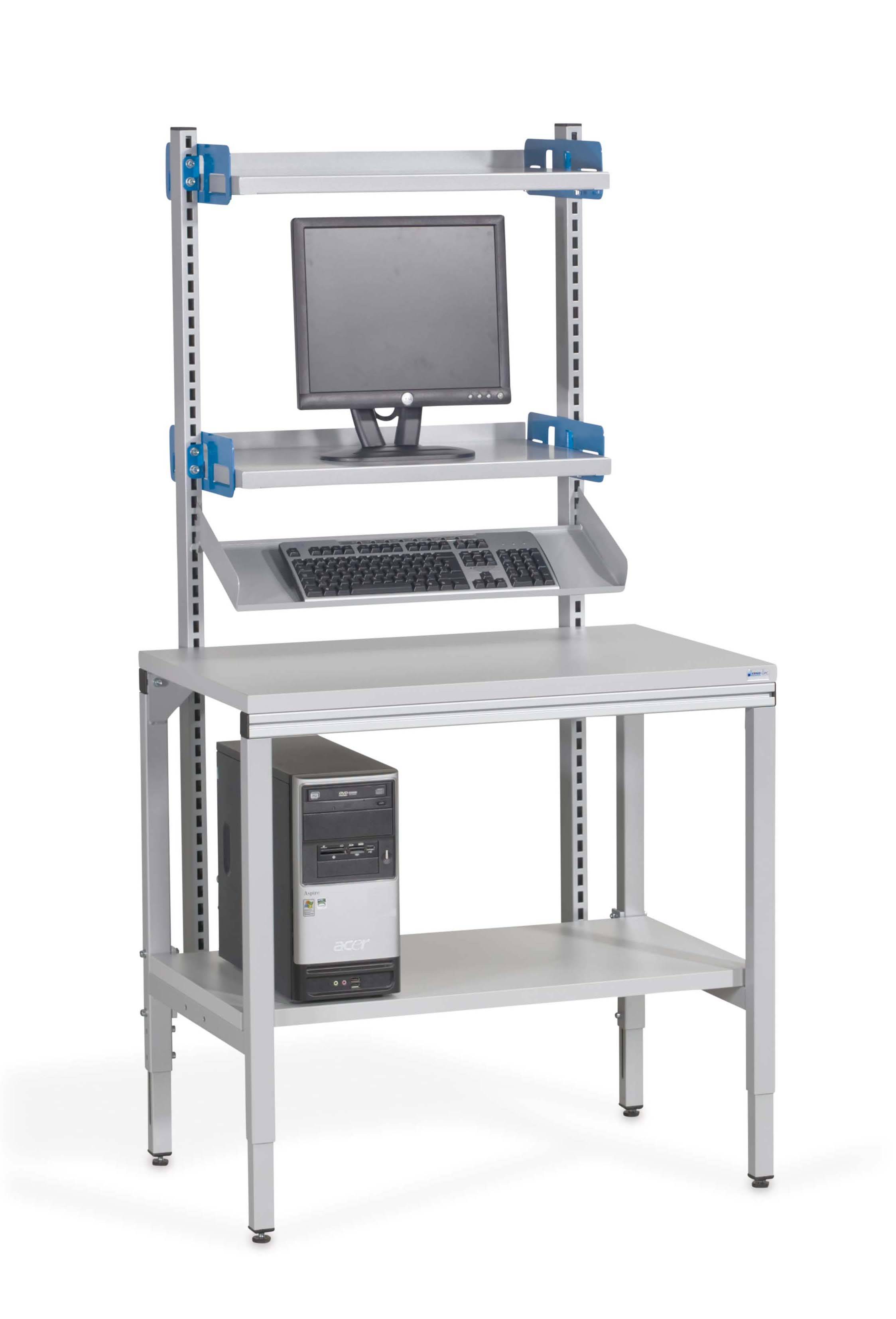 Arbeitstisch BASIC 1250 x 750mm, Traglast 250kg, höhenverstellbar 720-1020mm, weißaluminium