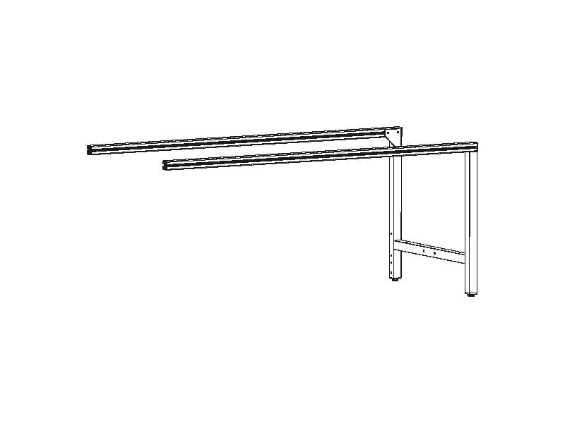 Packtisch-Anbaugestell ERGO-Basic Rechts, 1600 x 900mm, höhenverstellbar 720-1020mm, melaminharz