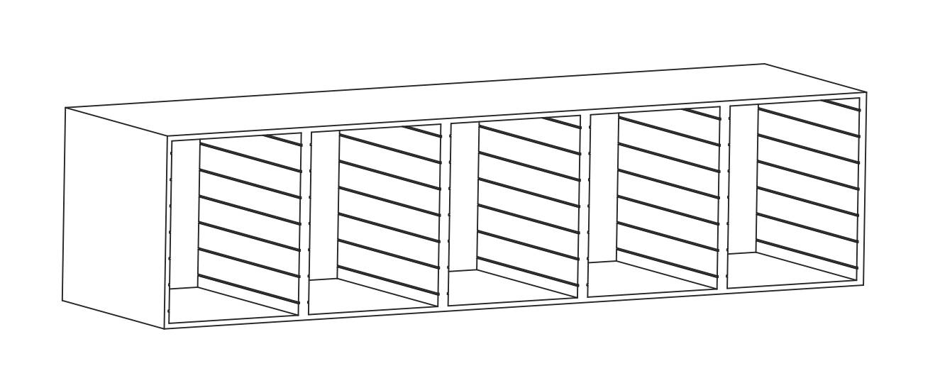 Ablagesystem Sortierregal, 1 Etage hoch, 5 Fächer, Leer ohne Schubladen, Muldenschieber etc.