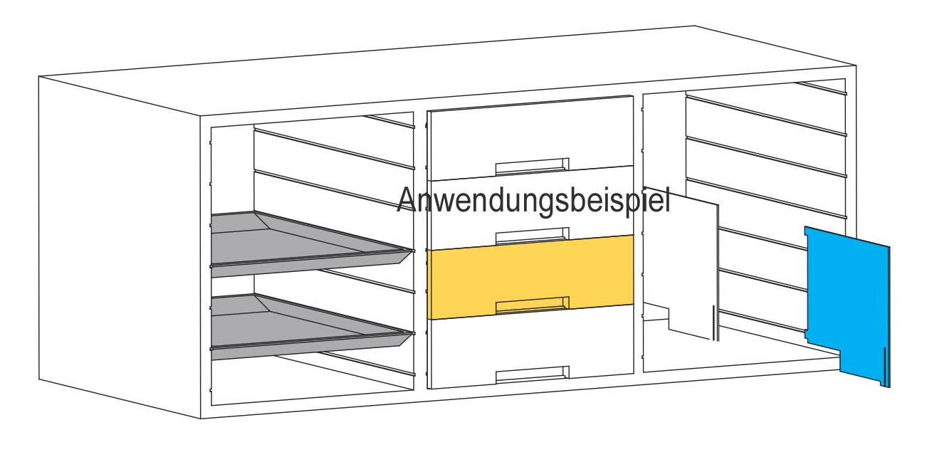 Muldenschieber für Ablagesystem Sortierregal, Hellgrau