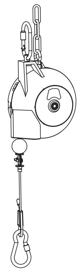 Federzug aus Alu-Fruckguss, 2,0-3,0kg, Stahlseil Ø 2mm, 1,6m Seilauszug, stufenlose Einstellung