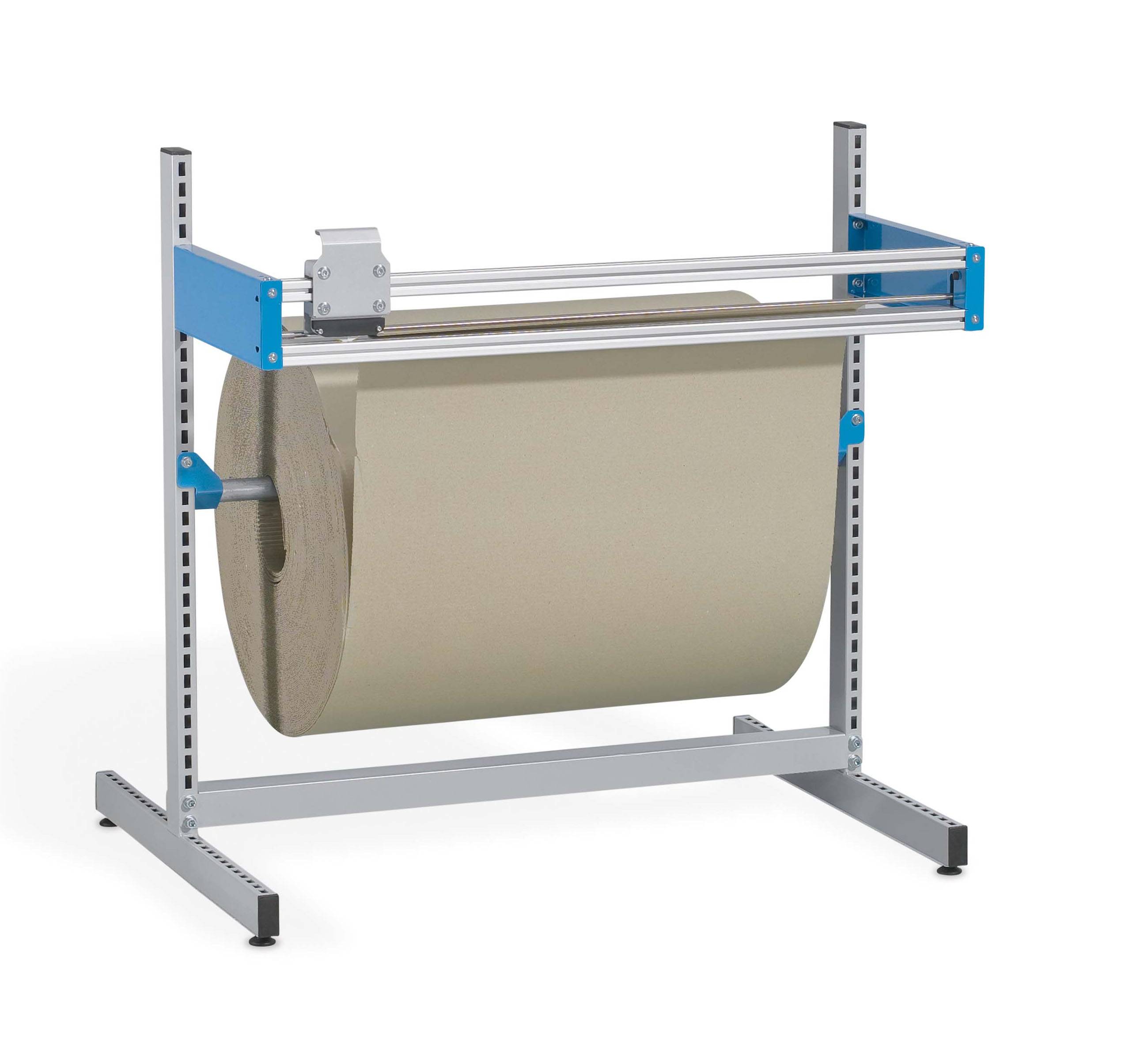 Einfach-Schneidgerät, stationär, 1 Schneidrahmen, max. Rollenbreite 750mm, Rollendurchmesser max. 750mm, bis 150kg, 4 Rollen Ø 75mm