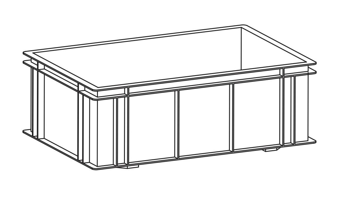 Eurobehälter aus Prolypropylen Typ4, 400x600x120mm, Boden/Wände geschlossen, Farbe Grau, 5 Stück
