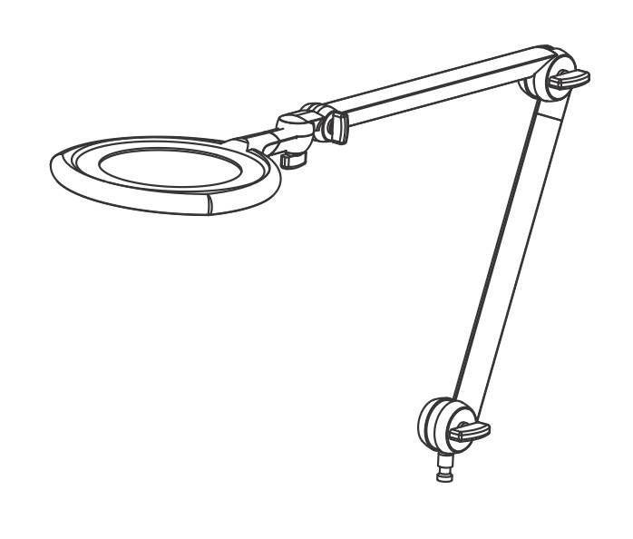LED Lupenleuchte, dimmbar, Glaslinse Ø160mm, 3,5 Dioptrin, 14W, Farbe 4000 Kelvin