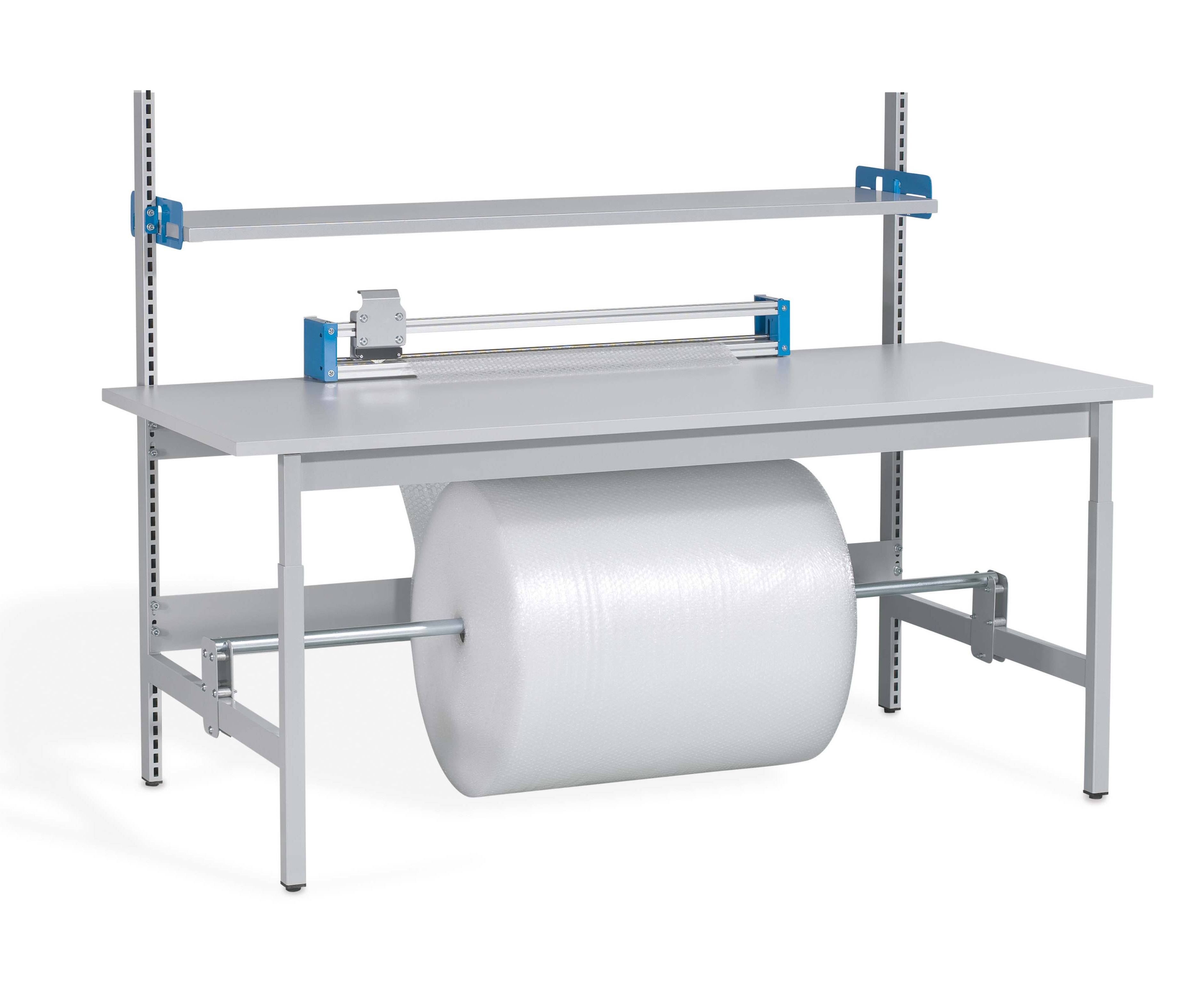Packtisch ERGO-Budget Nr. 8, 2000 x 900mm, 750-950mm höhenverstellbar, niedrige Ausführung, weißalu.