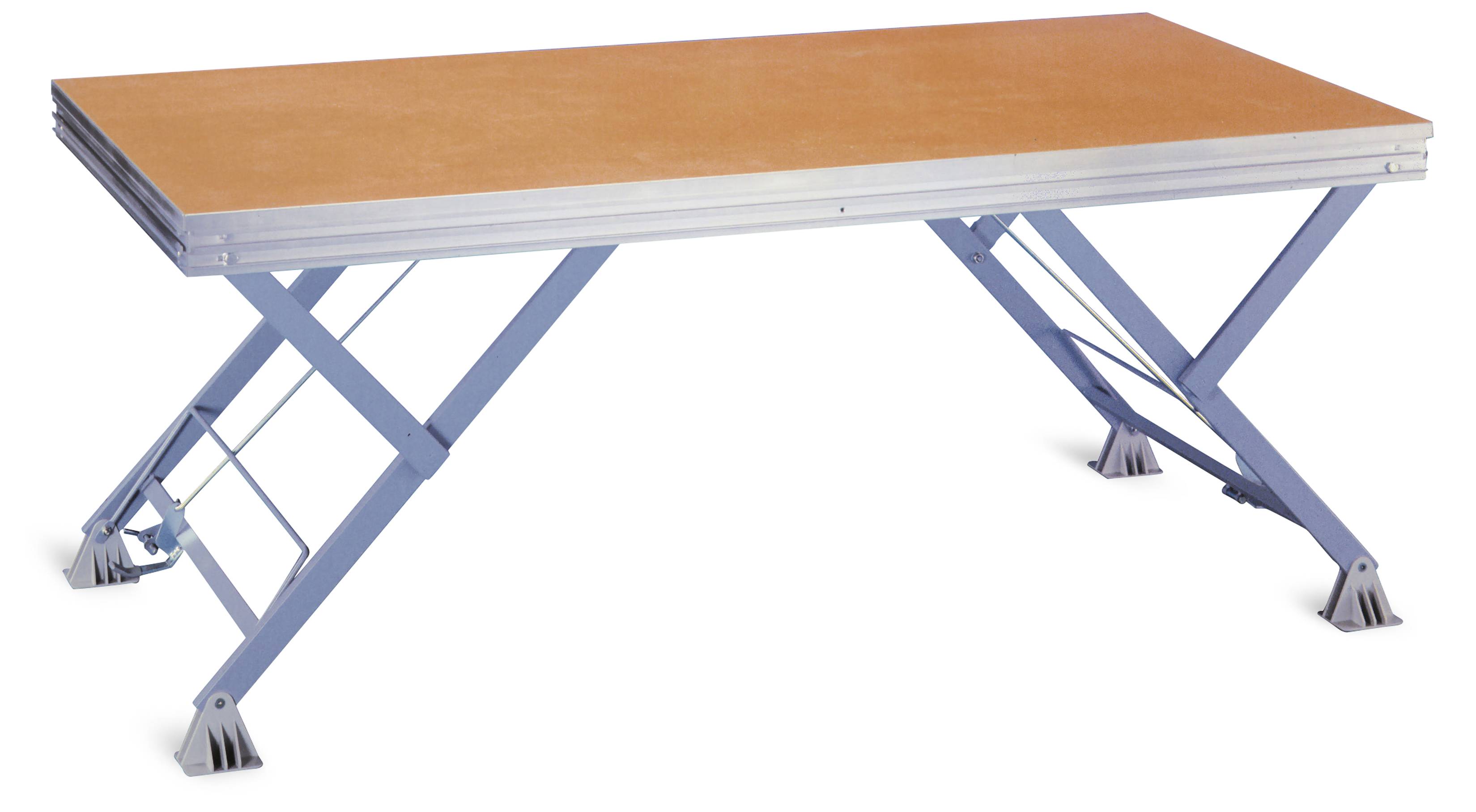Montagetisch "Universal Ergo" 200x80cm, Höhenverstellbar, Fußentriegelung, Multiplex-Buche natur