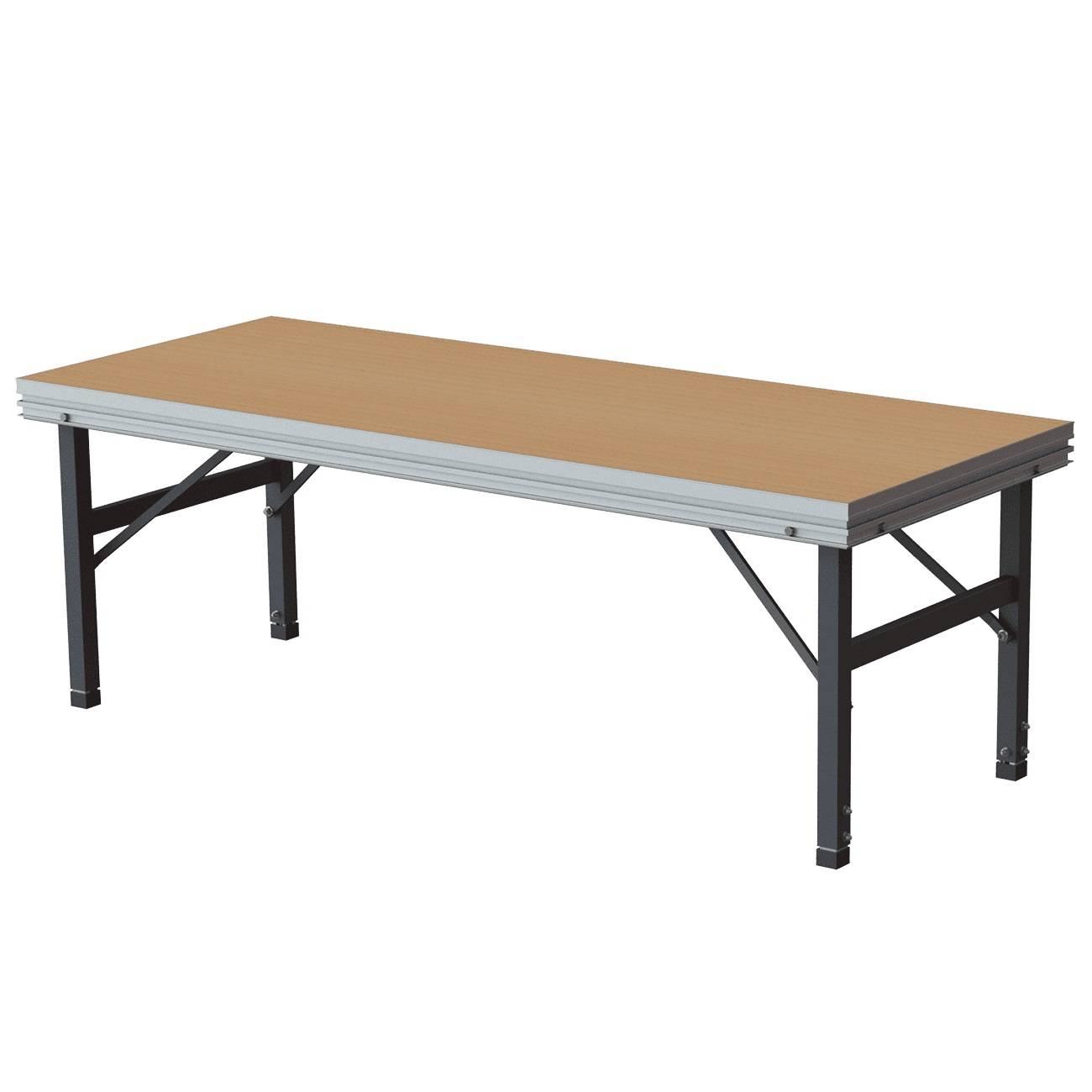 Montagetisch "Ideal Step Ergo" 200x80cm, stufenlos Höhenverstellbar, Multiplex-Buche schwarz