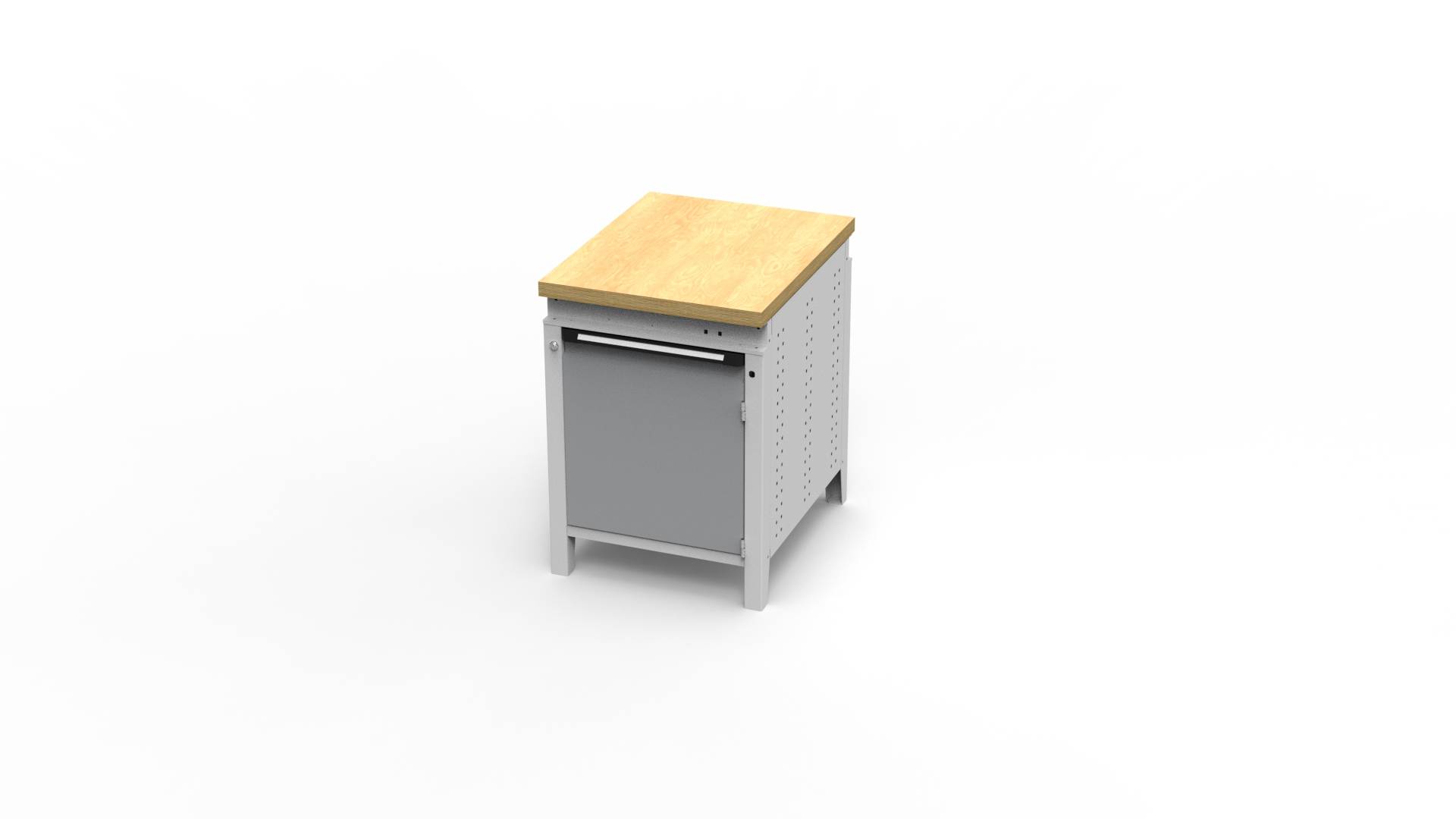 Werkbank Function einteilig, 607x750x850mm BxTxH, Tür, Multiplex bündig, Weißalu