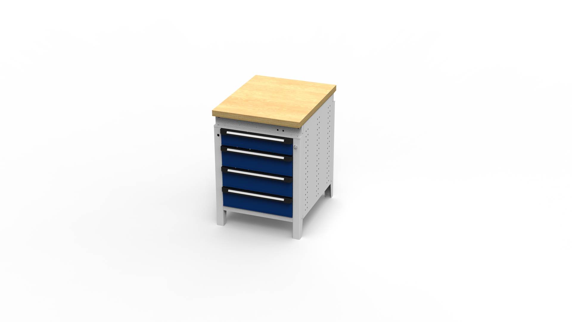 Werkbank Function einteilig, 607x750x850mm BxTxH, 4 Schubl. bündig, Ultramarinblau