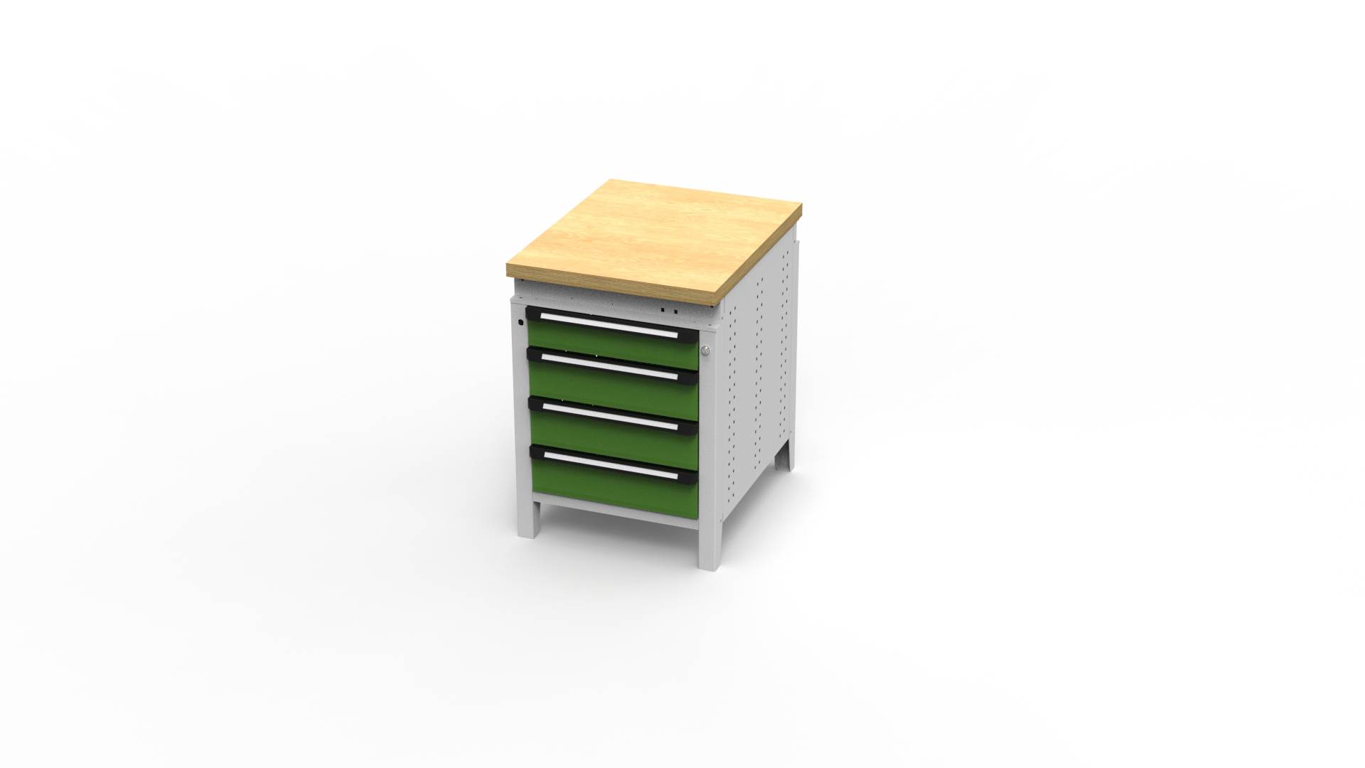 Werkbank Function einteilig, 607x750x850mm BxTxH, 4 Schubl. bündig, Gelbgrün