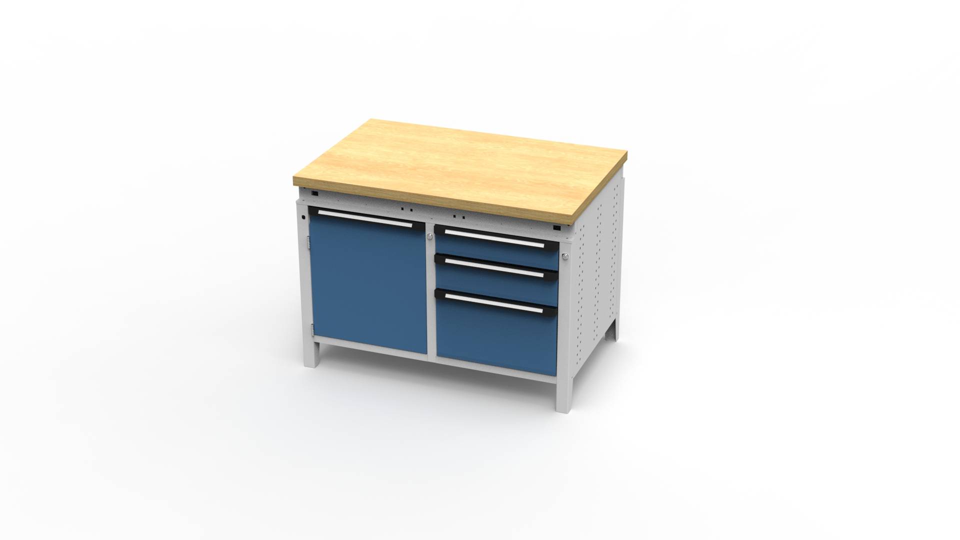 Werkbank Function zweiteilig, 1152x750x850mm BxTxH, Tür+3 Schubl., bündig, Fernblau