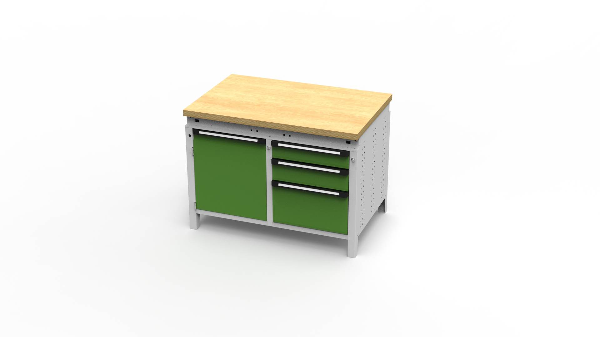 Werkbank Function zweiteilig, 1152x750x850mm BxTxH, Tür+3 Schubl., bündig, Gelbgrün