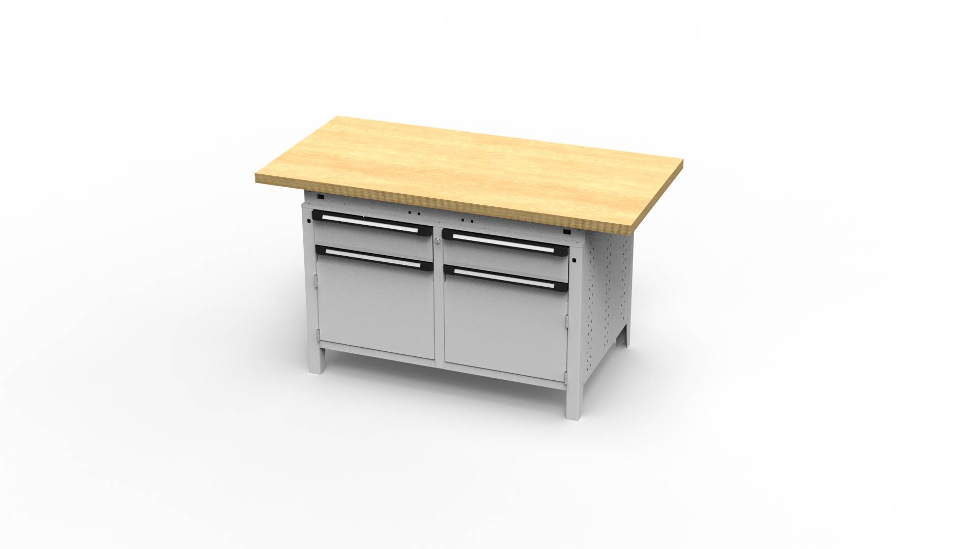 Werkbank Function zweiteilig, 1524x750x850mm BxTxH, 2 Tür+2 Schubl., überst., Lichtgrau