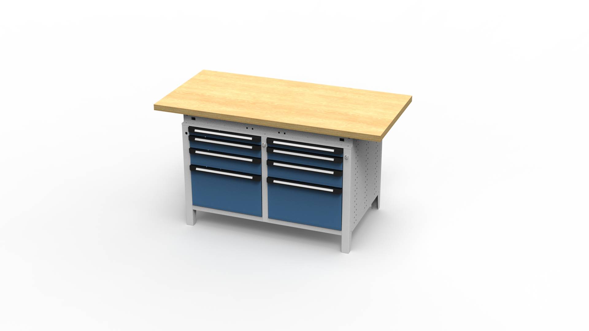 Werkbank Function zweiteilig, 1524x750x850mm BxTxH, 8 Schubl., überst., Fernblau
