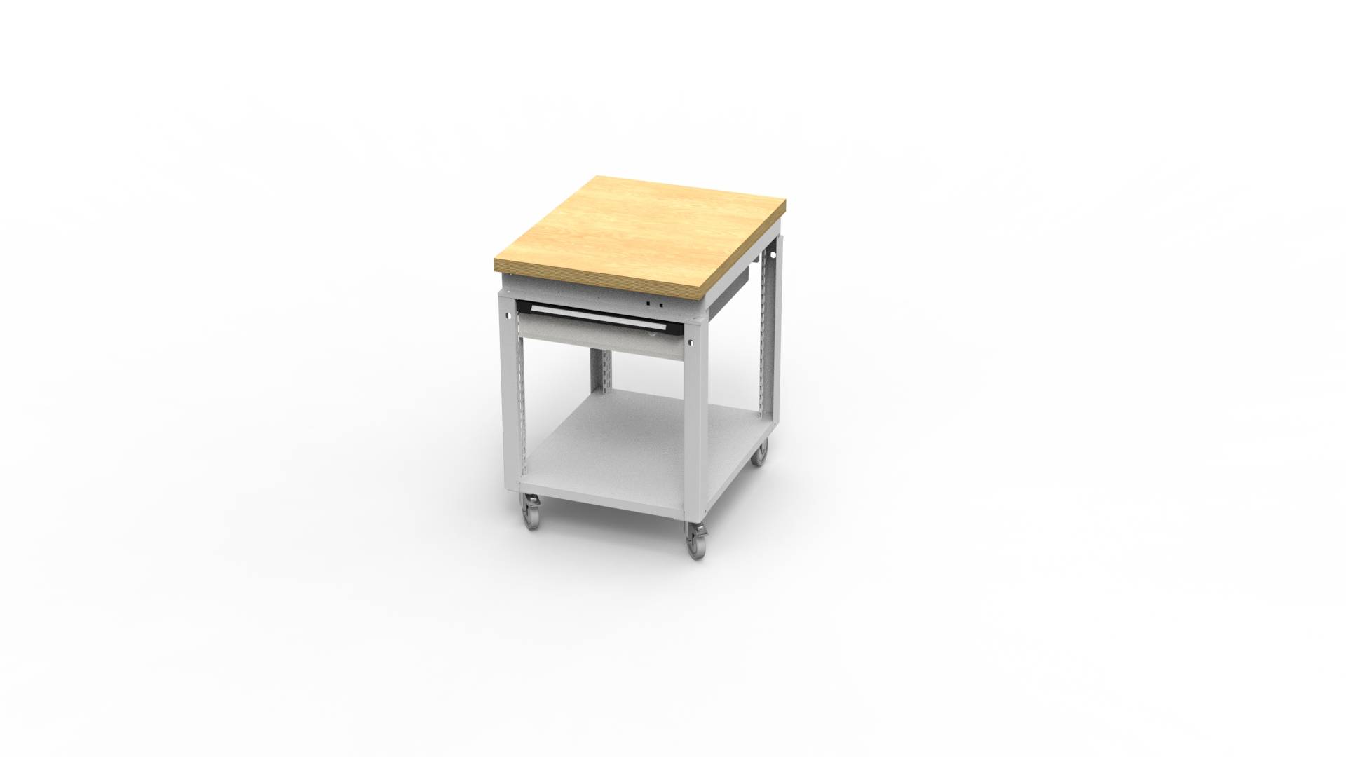 Werkbank Fahrbar T150, 607x750x850mm BxTxH, 1 Schubl, Multiplex bündig, Reinweiß