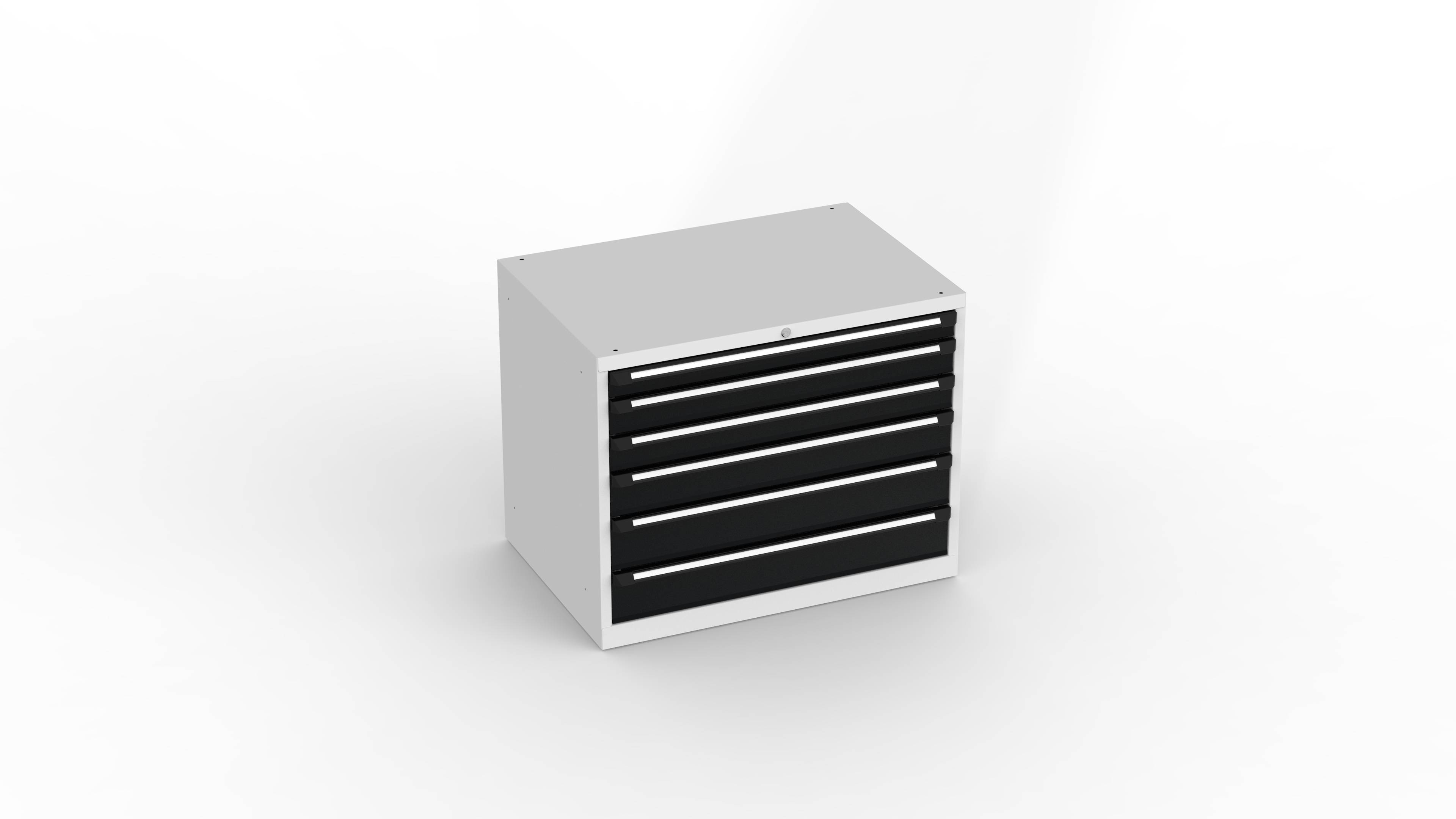 Schubladenschrank T1010, 1015x700x810mm BxTxH, 6 Schubl., Lichtgrau/Tiefschwarz