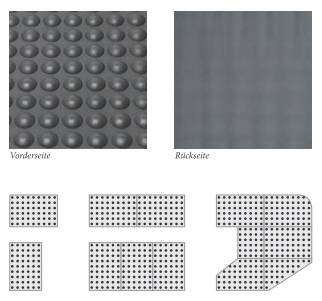Arbeitsplatzmatte RN-PLUS, 96 x 150cm, PUR-Material, Stärke 14mm, Halbkugel, 7J Garantie, Farbe Grau