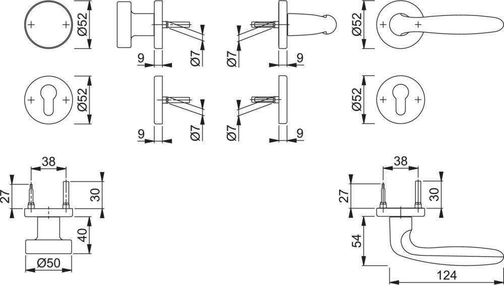 Hoppe Wechselgarnitur Verona 58/42KB/42KBS/1510, PZ, 8, F1, TS 37-47