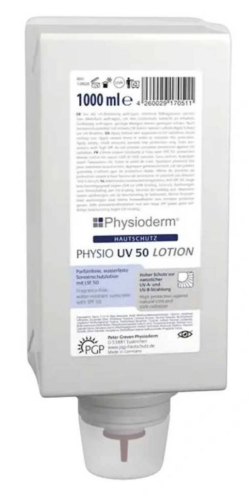 Sonnenschutzlotion mit LSF 50 zum hohen Schutz vor natürlicher UV-A- und UV-B-Strahlung.PHYSIO UV 50 LOTION ist eine wasserfeste, parfümfreie Hautsc