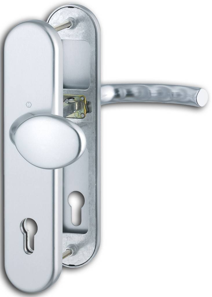 HOPPE-Aluminium-Schutz-Langschild-Wechsel-Garnitur für Außen-/Wohnungsabschluss-Türen geprüft nach DIN EN 1906 37-0142A SK2, zertifiziert nach