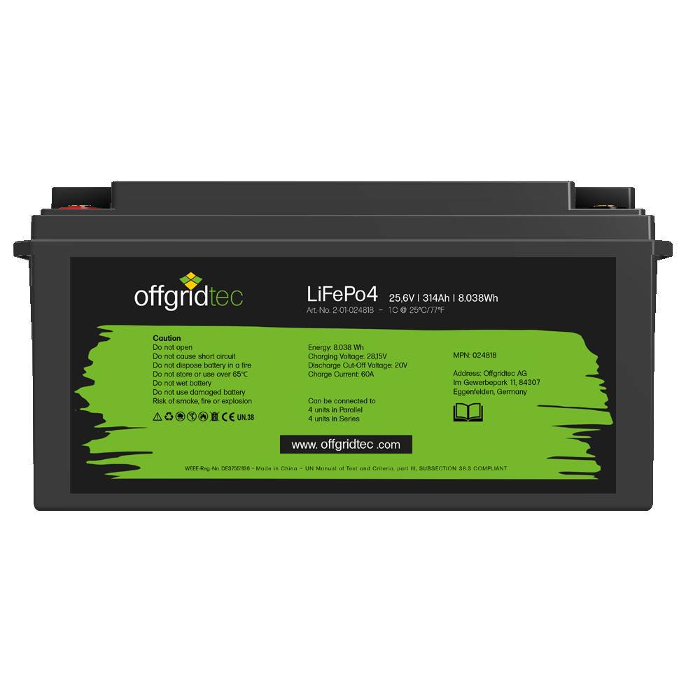 Offgridtec LifePo4 Akku 25,6/300 25,6V 314Ah BMS integriert 8038Wh