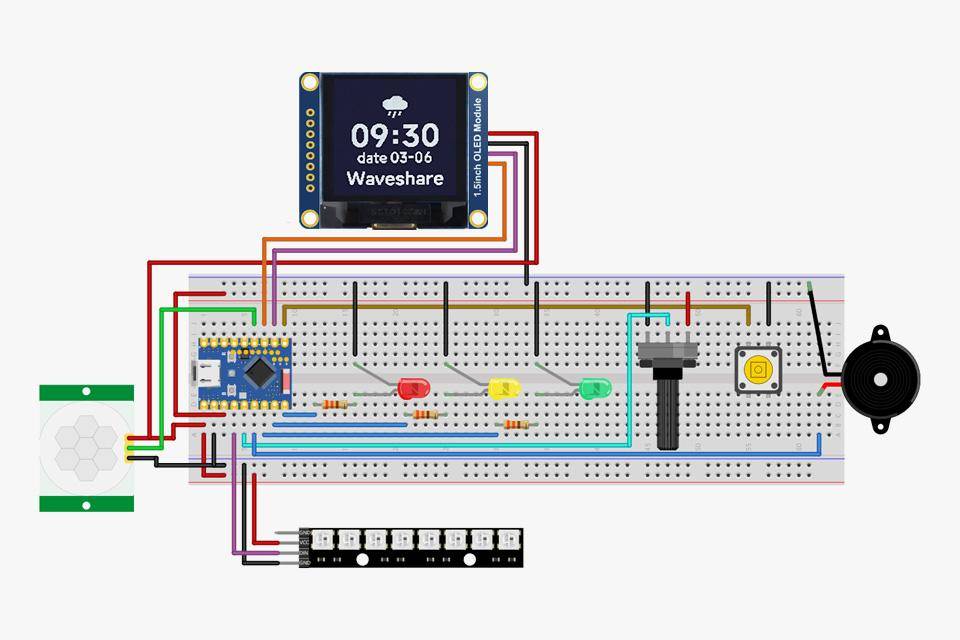 Waveshare ESP32-C6 Zero-Basic-Kit, OLED 1,5 Zoll, PIR Sensor, RGB LED Modul, Wi-Fi 6, Bluetooth 5