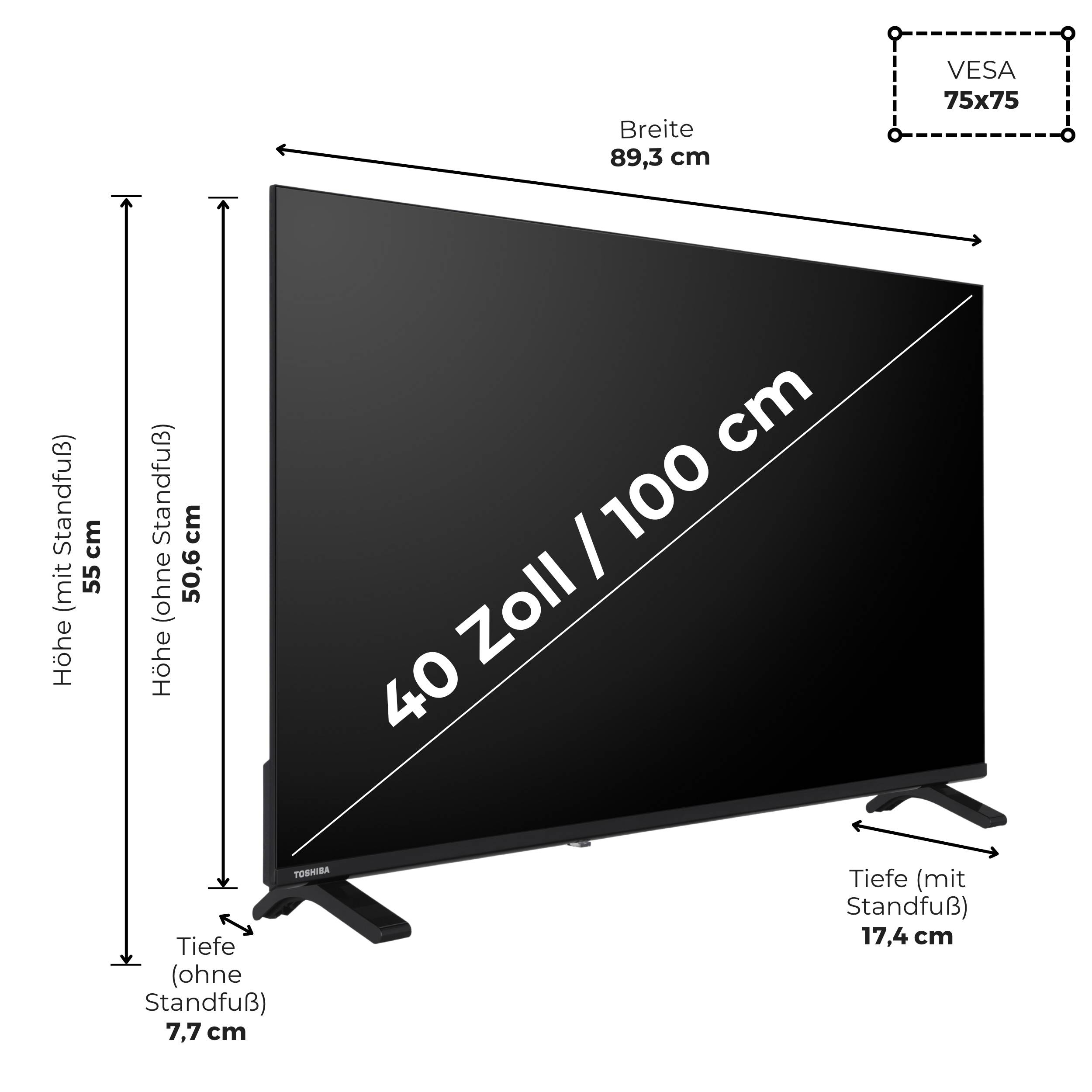 Toshiba 40LF2663DAZ Fire TV 40 Zoll Fernseher Full HD Smart TV HDR Triple-Tuner Alexa Built-In