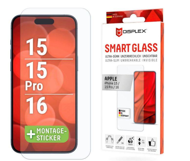 DISPLEX Schutzglas Apple iPhone 15/15 Pro/16 clear