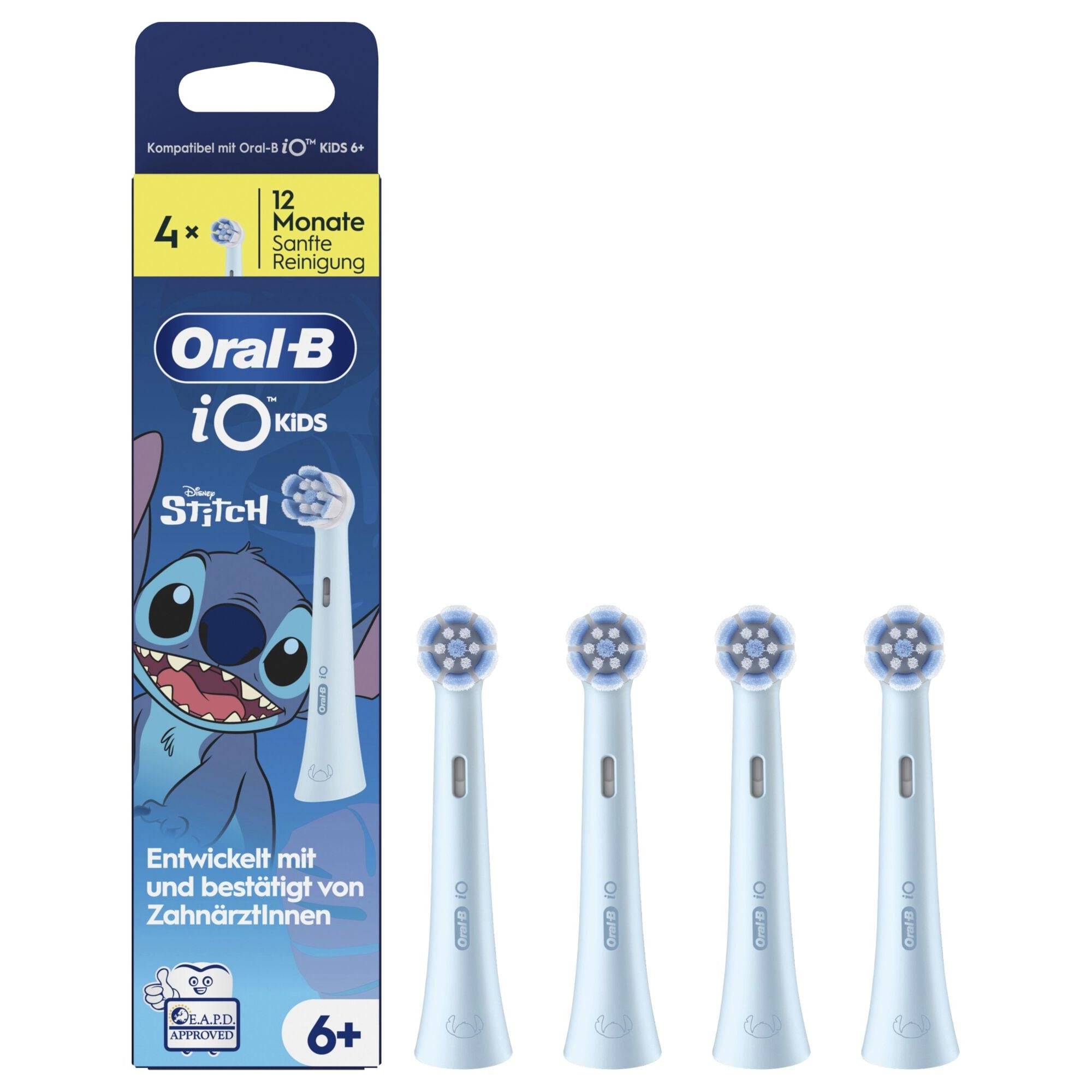 Oral-B iO Kids 6+ Disney Stitch Aufsteckbürsten 4er-Pack blau