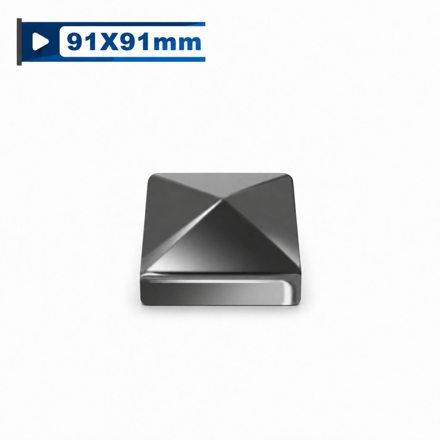 5x Pfostenkappe 91x91mm Silber, Pyramide Zaunkappe aus Eisen, Abdeckkappe für Holzpfosten & Gartenzaun