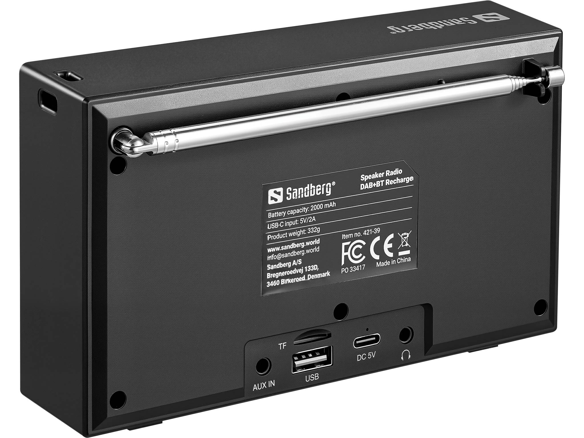 Sandberg 421-39, Tragbar, Analog & Digital, DAB+, FM, 87,5 - 108 MHz, 174 - 240 MHz, 3 W