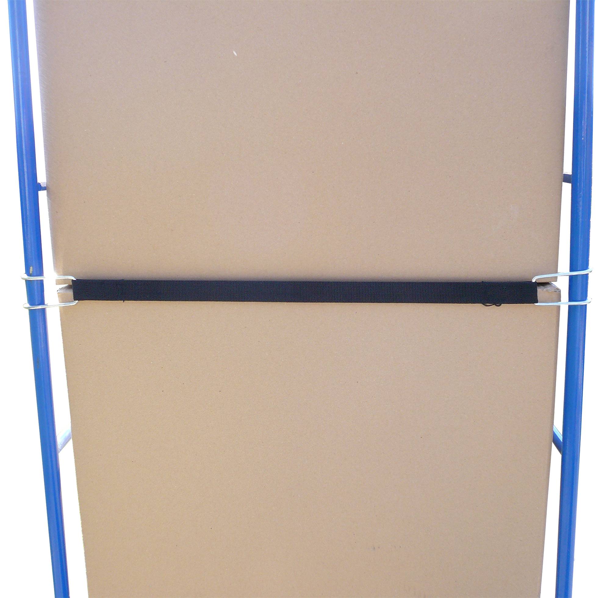 Textilelastikgurt für Rollcontainer, elastik Band 25mm, 2x breiter Haken, Schwarz
