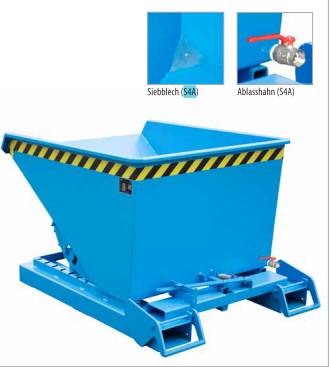 Kippbehälter Typ 4A 1200, 3 autom. Entriegelungspunkte und 1 Autosicherung, 1,20m³, Blau